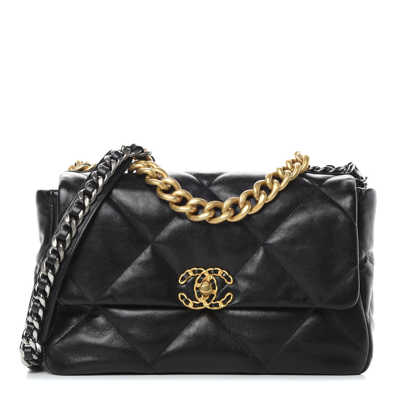 Chanel Lambskin Quilted Large 19 Flap Black 1 of 12