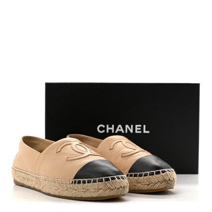 Chanel Lambskin CC Espadrilles 38 Beige Black 10 of 10