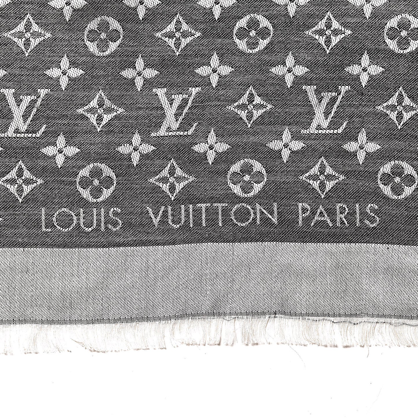 Wool Silk Monogram Denim Shawl Black