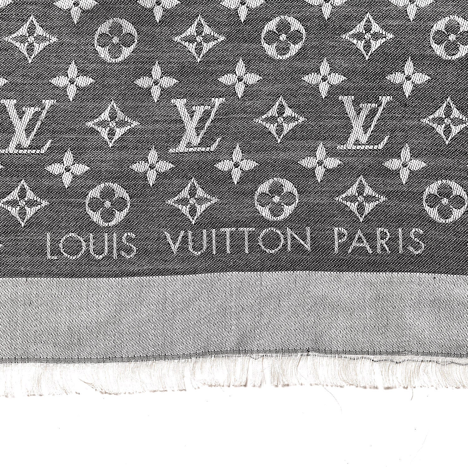 Louis Vuitton Wool Silk Monogram Denim Shawl Black 3 of 6