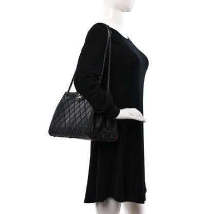 Chanel Caviar Quilted Large CC Accordion Shopping Bag Black 2 of 9