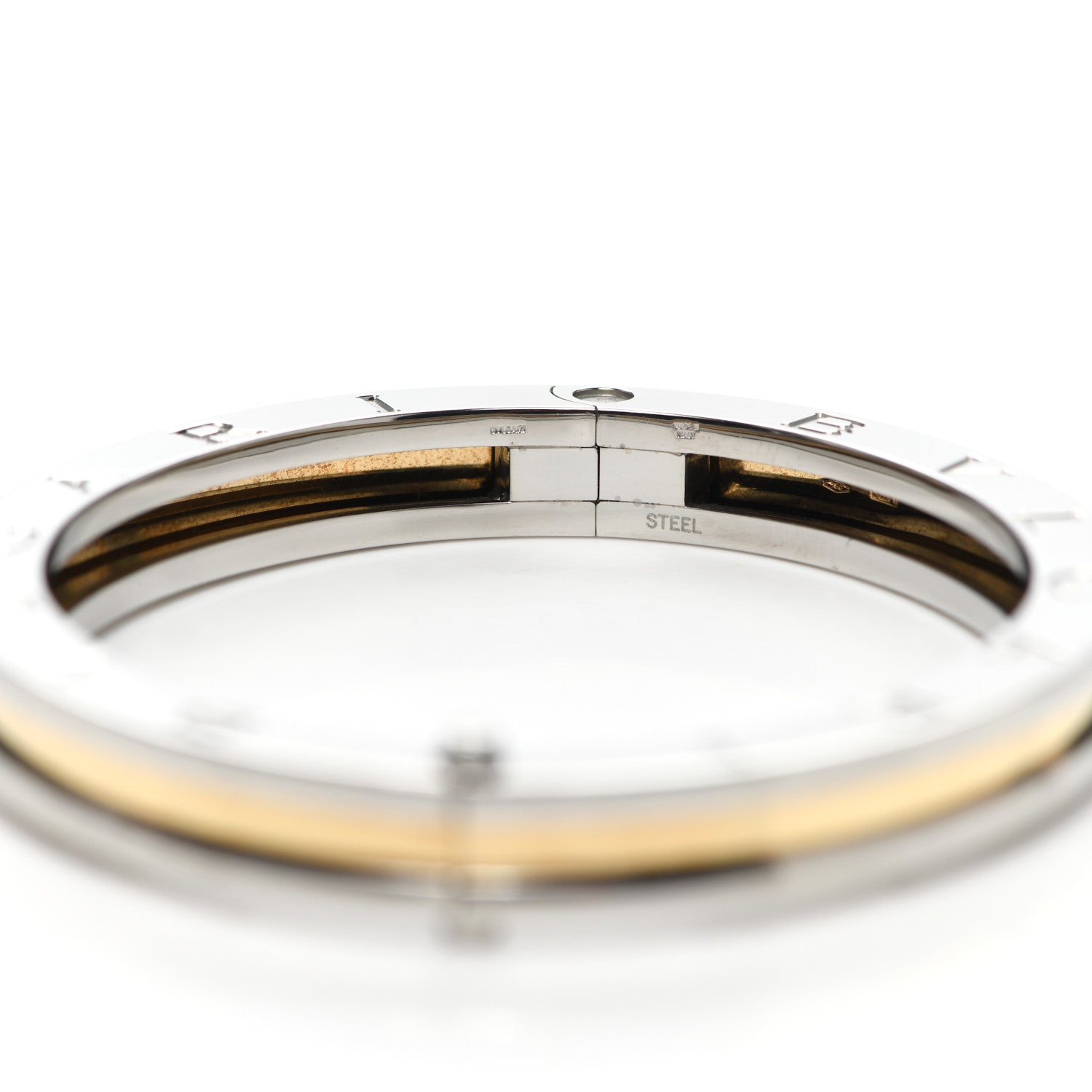 Bulgari 18K Yellow Gold Stainless Steel B.Zero1 Bangle Bracelet 4 of 5