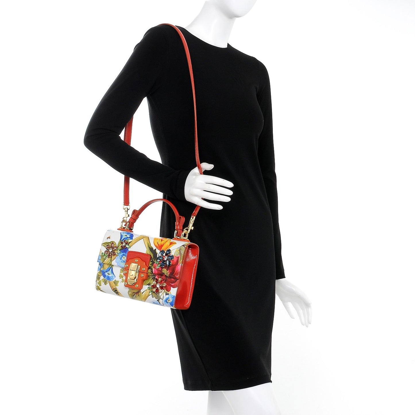 Calfskin Lucia Printed Top Handle Bag