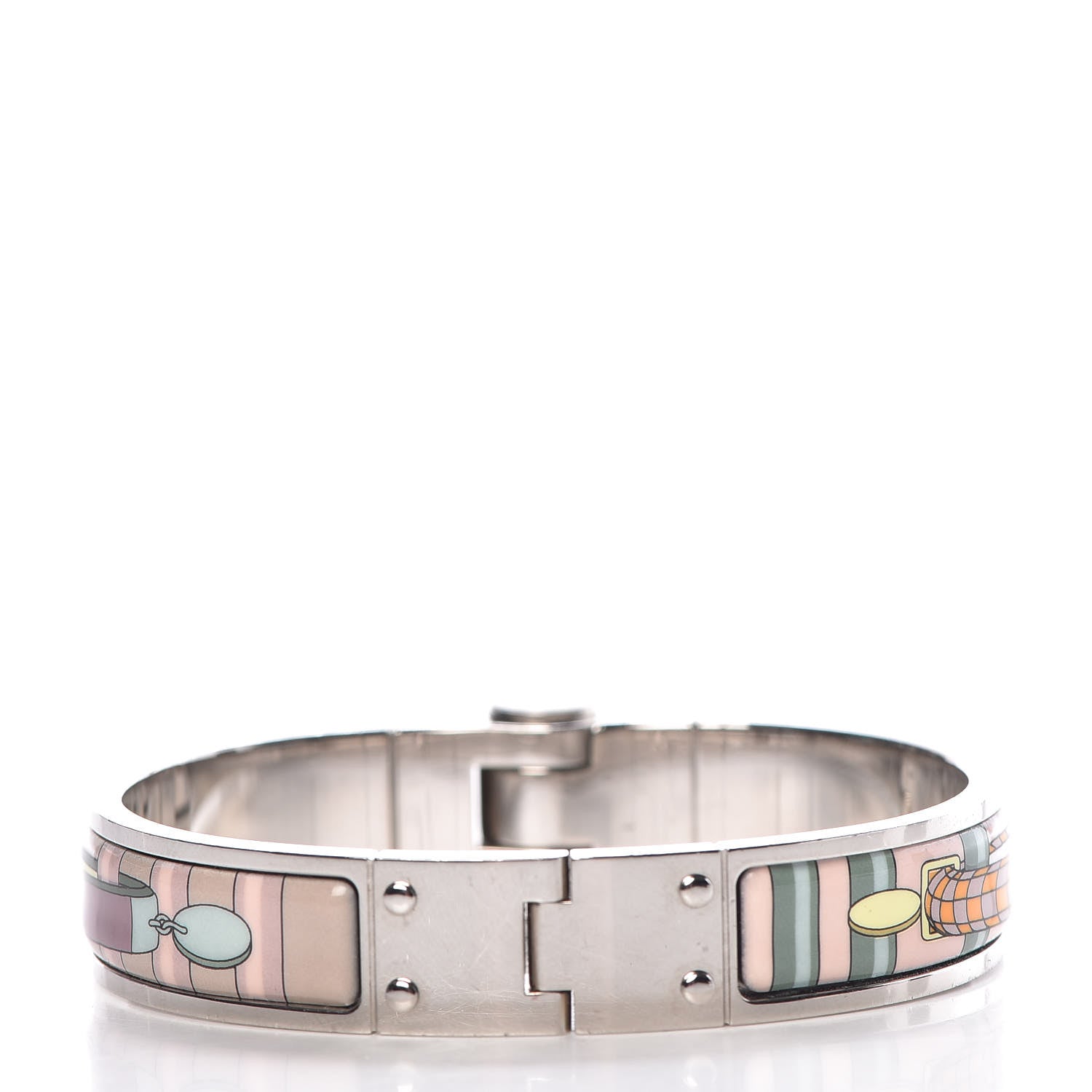 Hermes Enamel Printed Narrow Colliers De Chiens Hinged Bracelet S 3 of 4