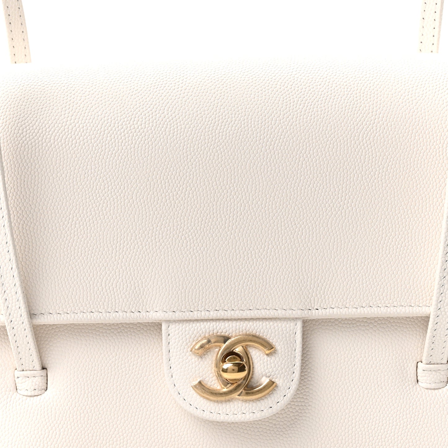 Shiny Caviar Preppy Coco Small Flap White