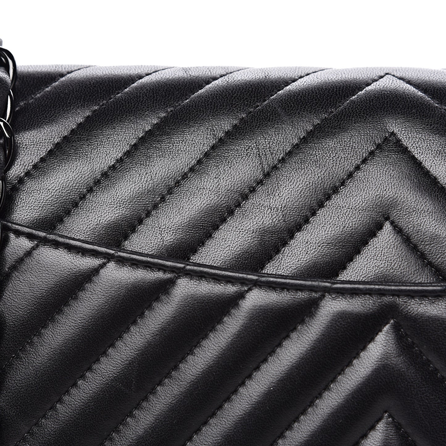 Lambskin Chevron Quilted Jumbo Double Flap So Black
