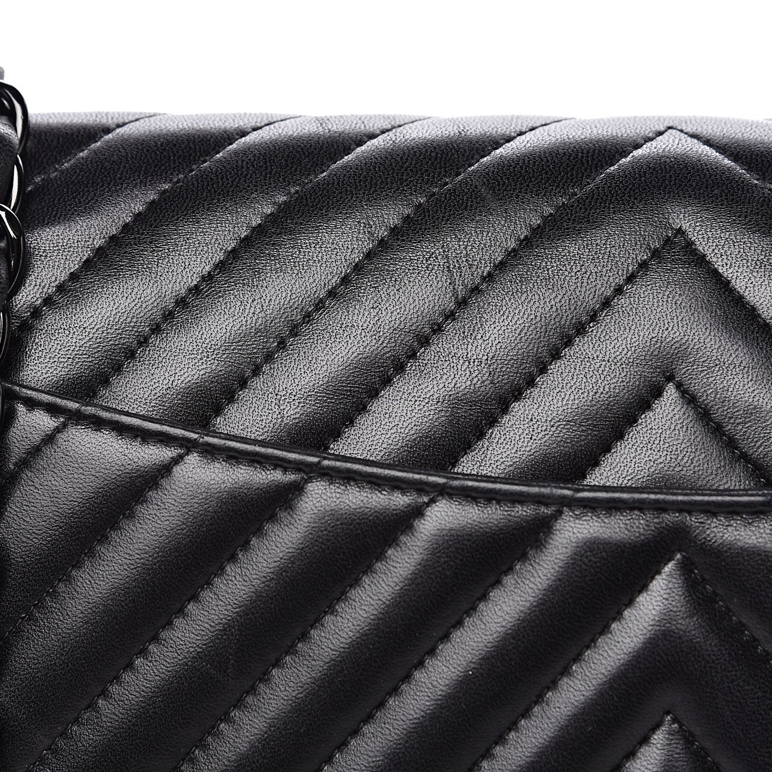 Chanel Lambskin Chevron Quilted Jumbo Double Flap So Black 12 of 18