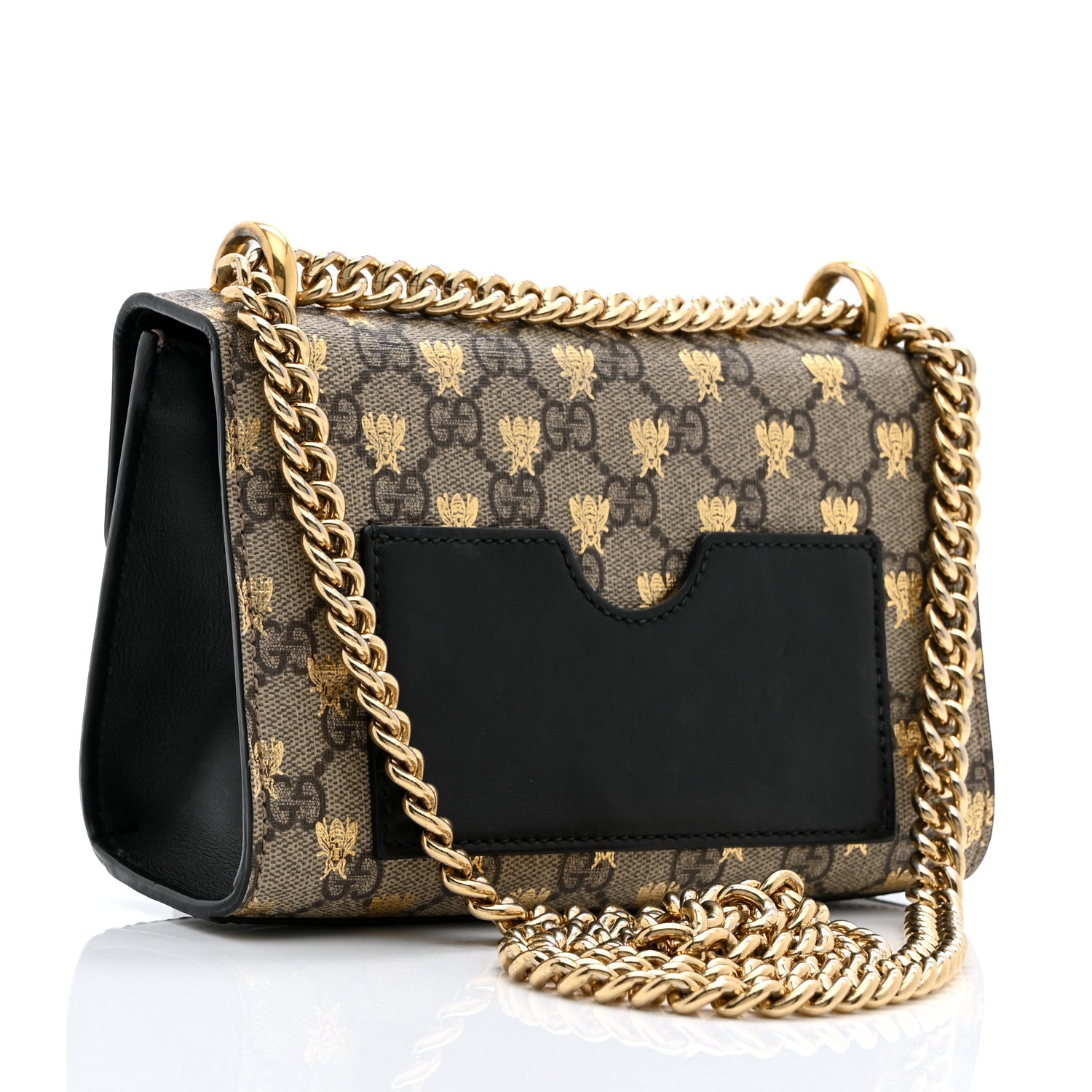 Gucci GG Supreme Monogram Bees Small Padlock Shoulder Bag Black 3 of 11
