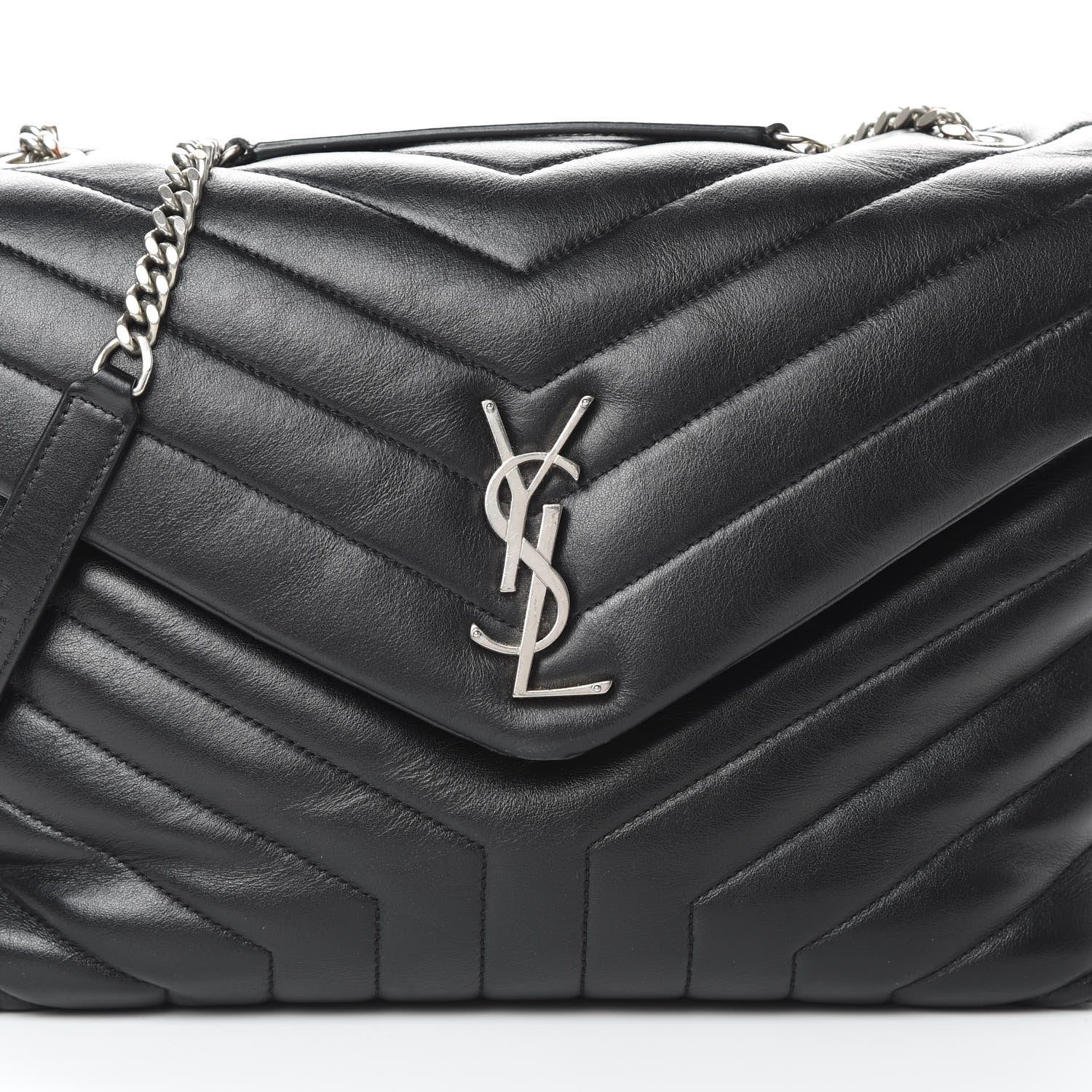 Saint Laurent Calfskin Y Quilted Monogram Medium Loulou Chain Satchel Black 9 of 17