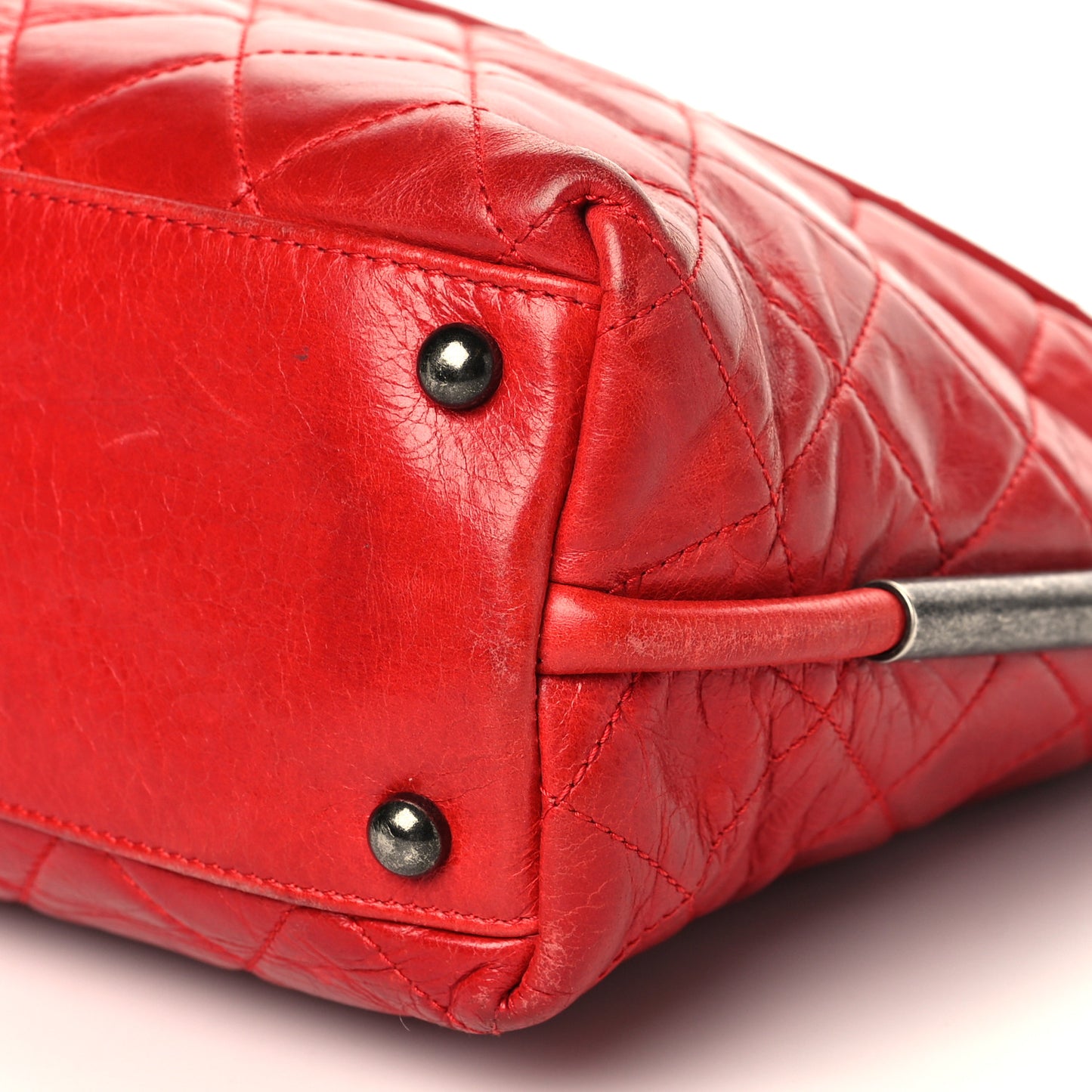 Glazed Calfskin Hobo Red
