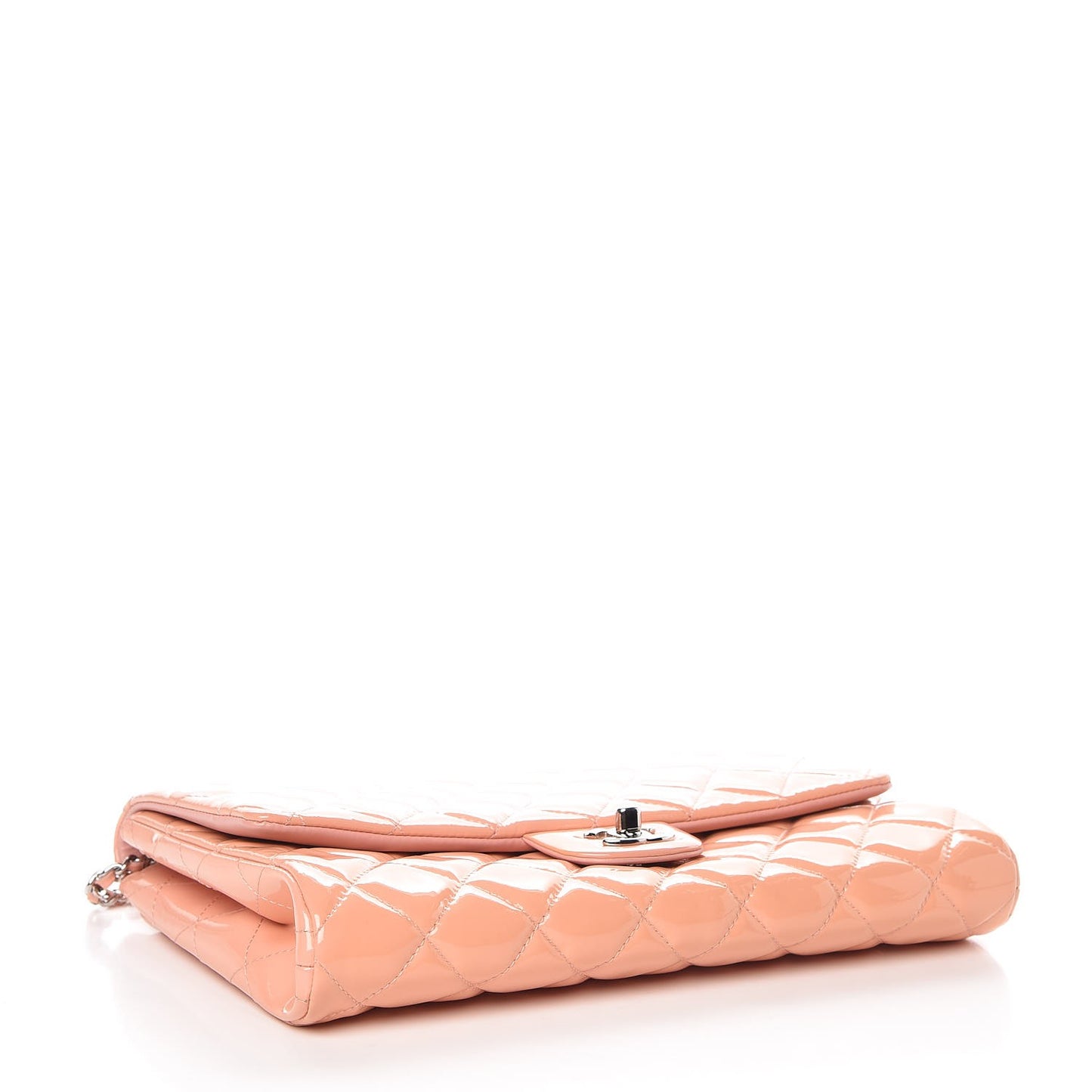 Patent Quilted Clutch with Chain Flap Light Pink