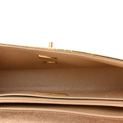 Chanel Metallic Mirror Calfskin Large Top Handle Clutch With Chain Light Gold 9 of 19