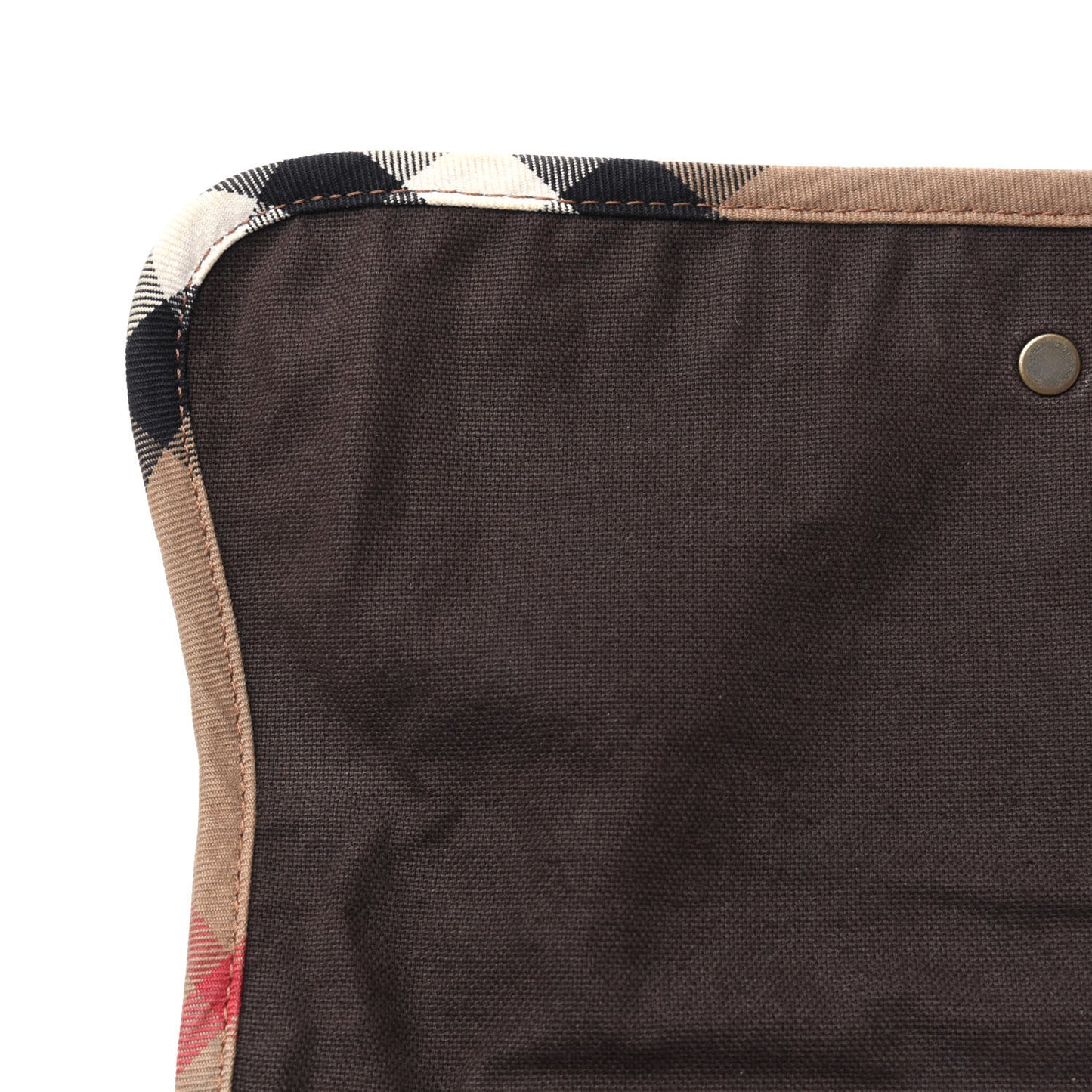 Calfskin House Check Trim Bates Shoulder Bag Cognac