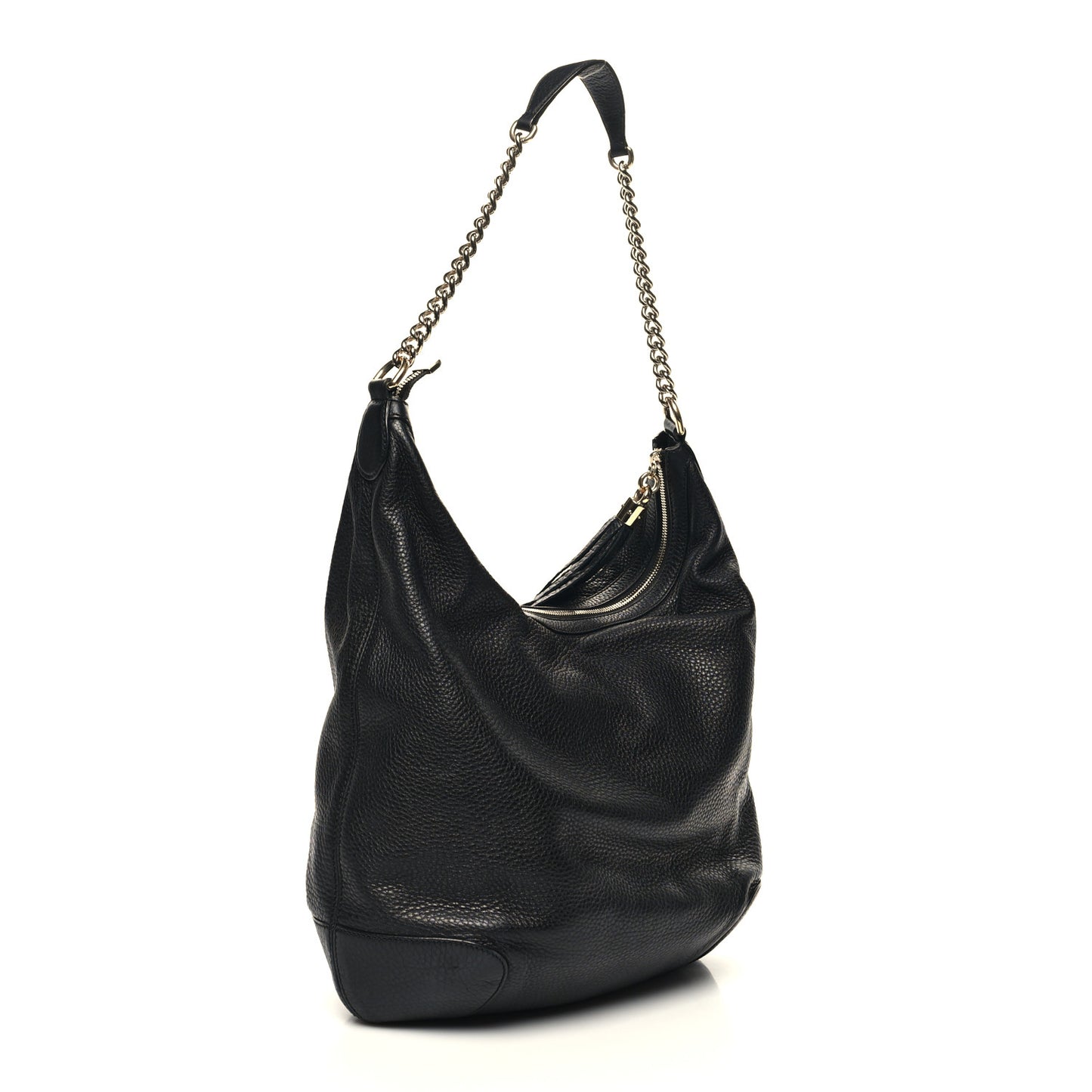 Pebbled Calfskin Medium Soho Chain Hobo Black