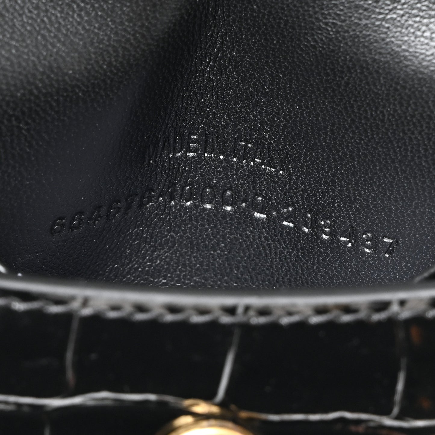 Shiny Calfskin Crocodile Embossed Hourglass Top Handle Bag Mini with Chain Black