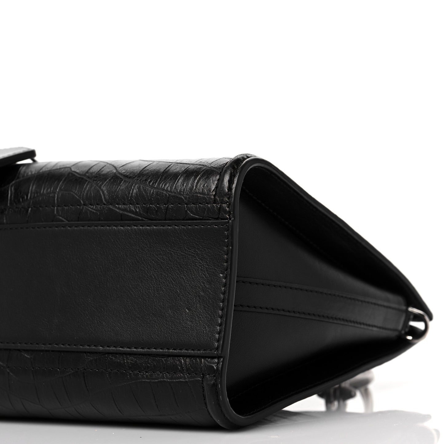 Crocodile Embossed Calfskin The Short Story Shoulder Bag Black
