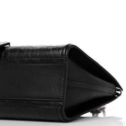 Alexander McQueen Crocodile Embossed Calfskin The Short Story Shoulder Bag Black 9 of 9