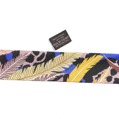 Hermes Silk Jaguar Quetzal Twilly Bleu Roy Brun Saumon 5 of 5
