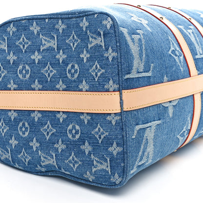 Louis Vuitton Denim Monogram New LV Remix Keepall Bandouliere 45 Blue 8 of 9