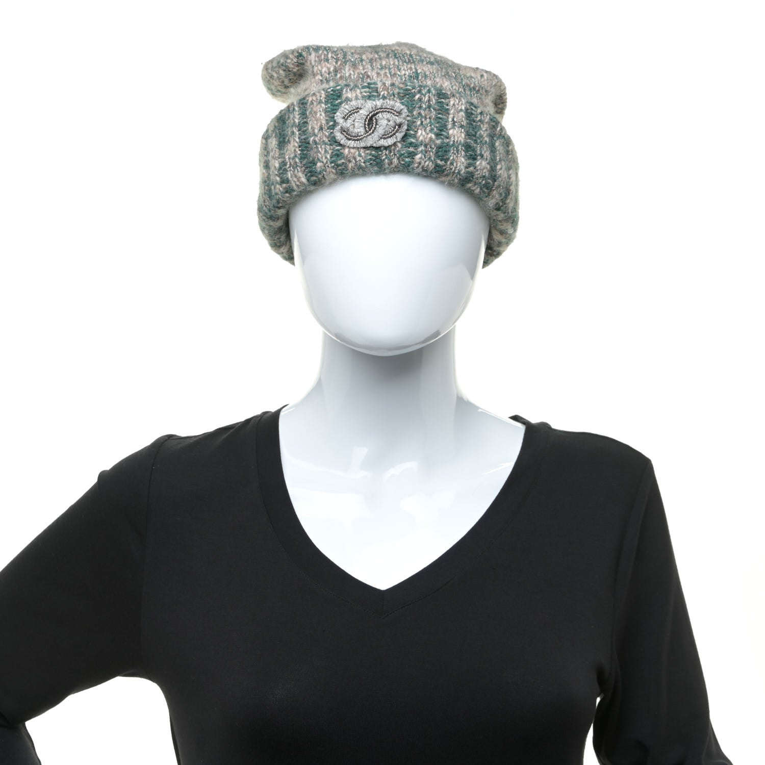 Chanel Cashmere CC Beanie Hat Blue 2 of 7