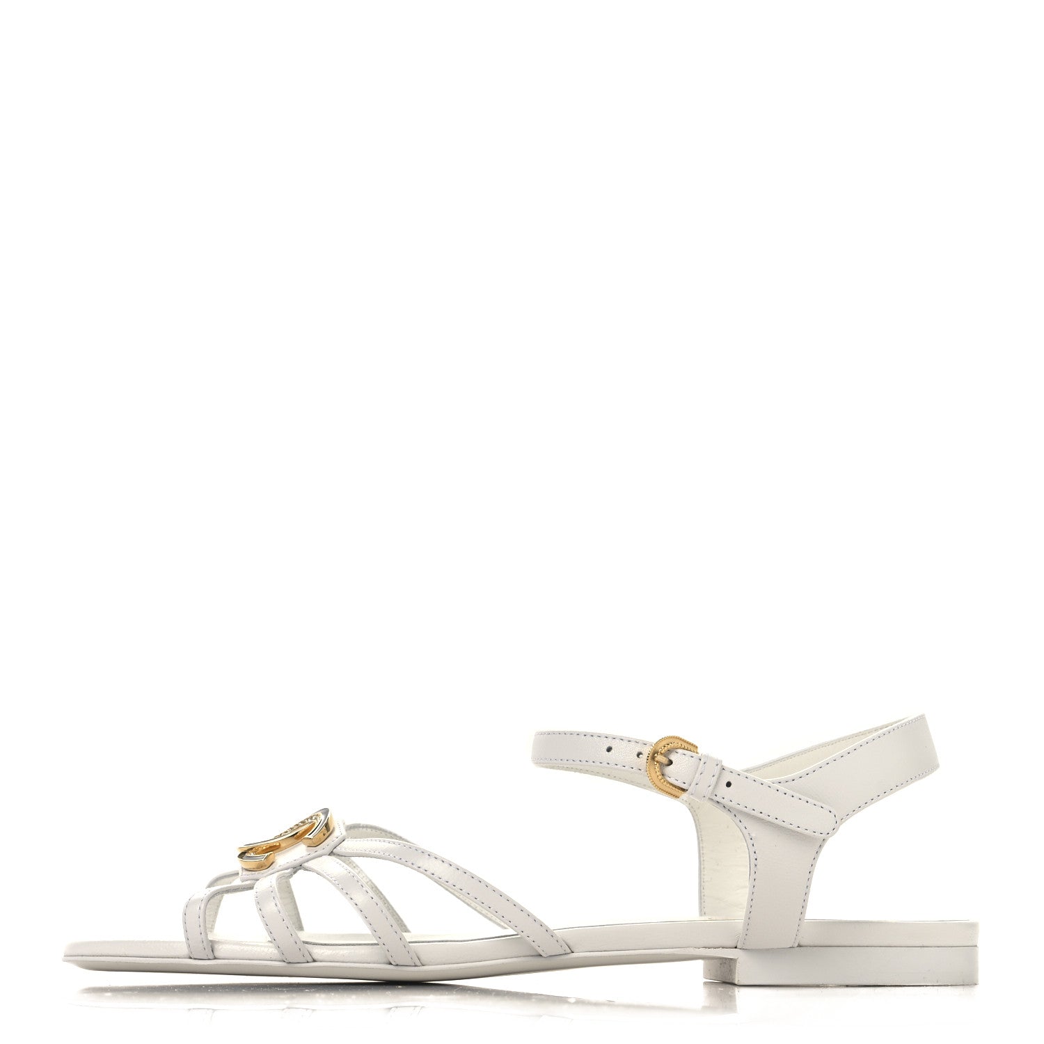 Chanel Lambskin Crystal CC Sandals 37 White 1 of 9