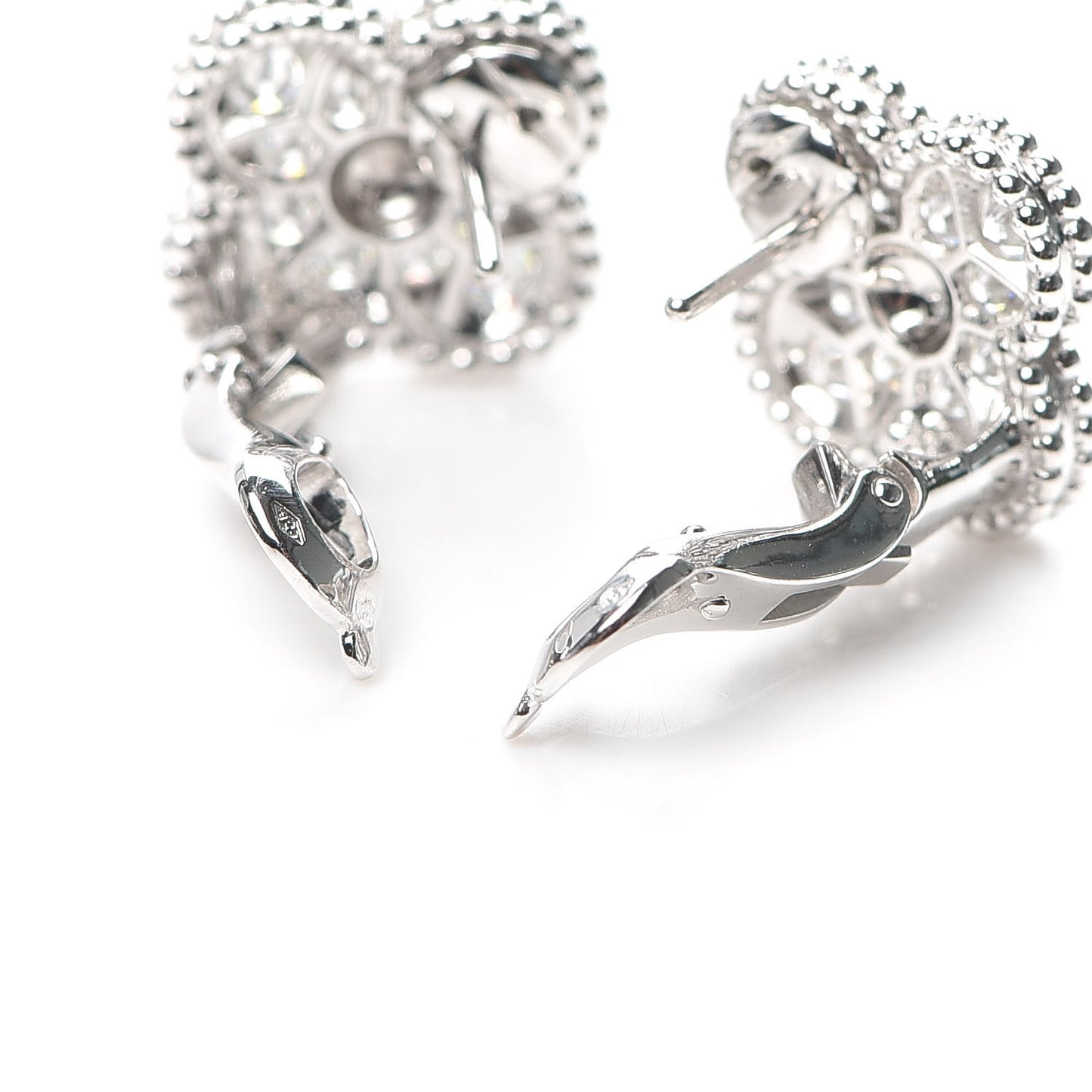18K White Gold Diamond Vintage Alhambra Earrings