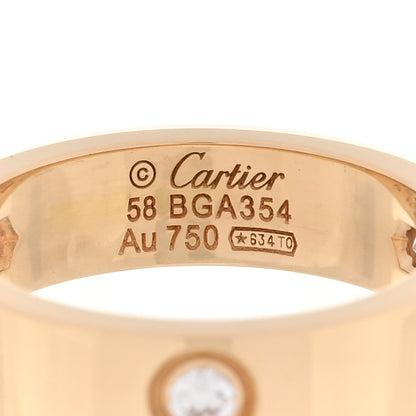 Cartier 18K Yellow Gold 3 Diamond 5.5mm LOVE Ring 58 8.5 4 of 5