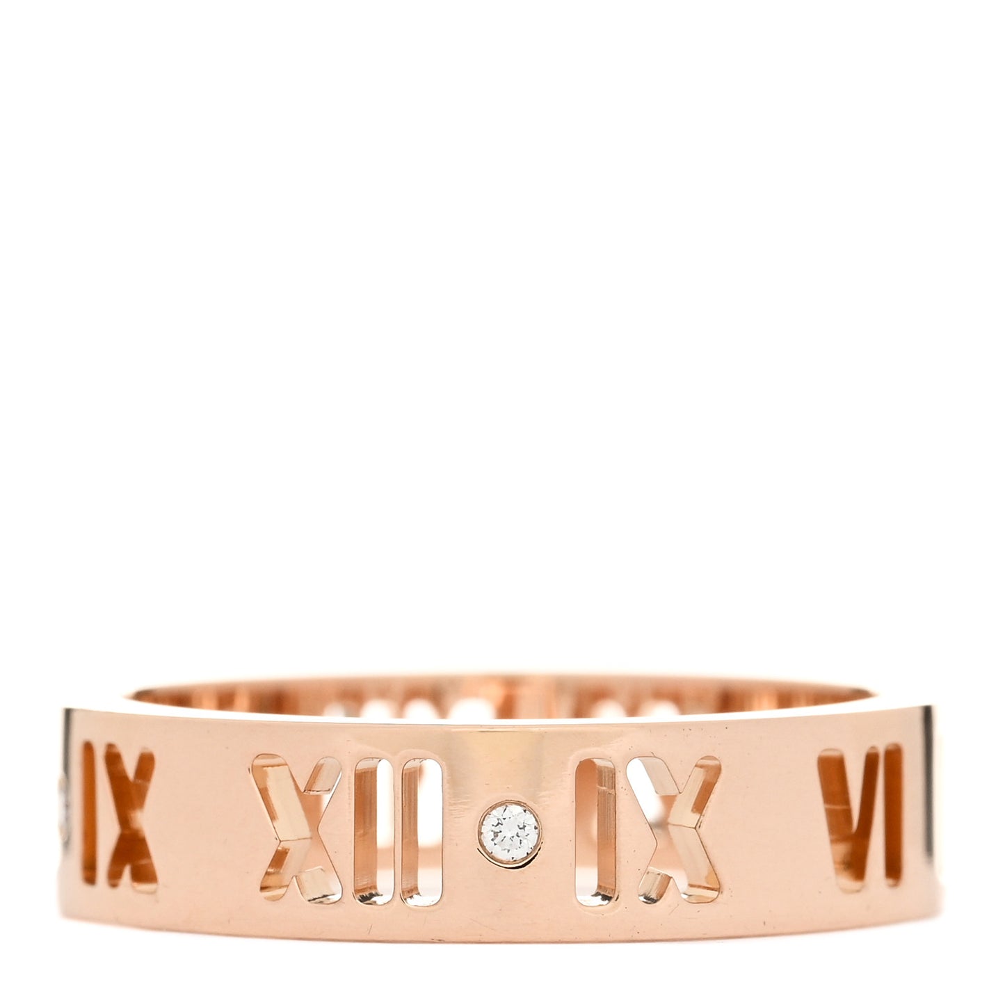 18K Rose Gold Diamond Wide Atlas Pierced Ring 54 6.75
