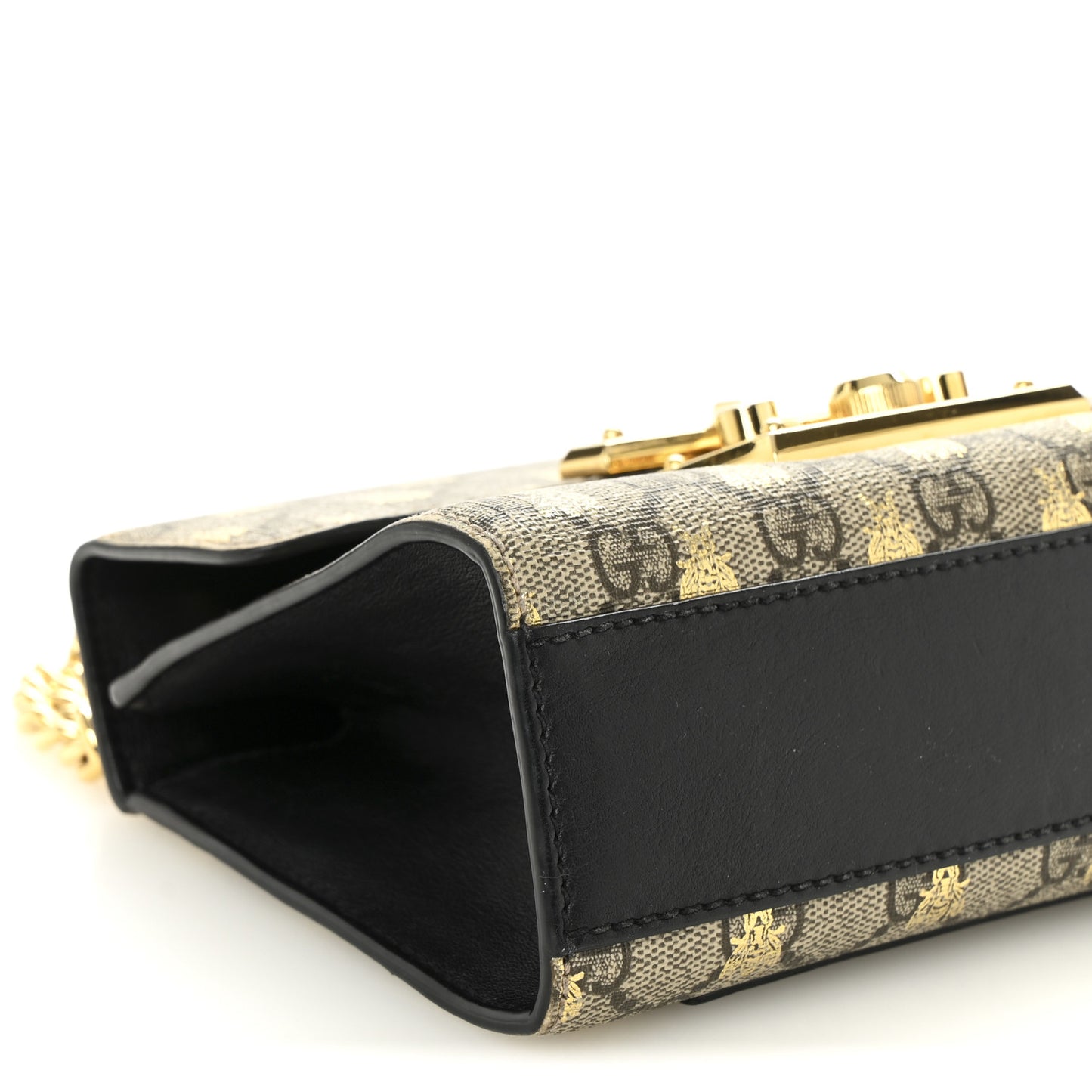 GG Supreme Monogram Bees Small Padlock Shoulder Bag Black