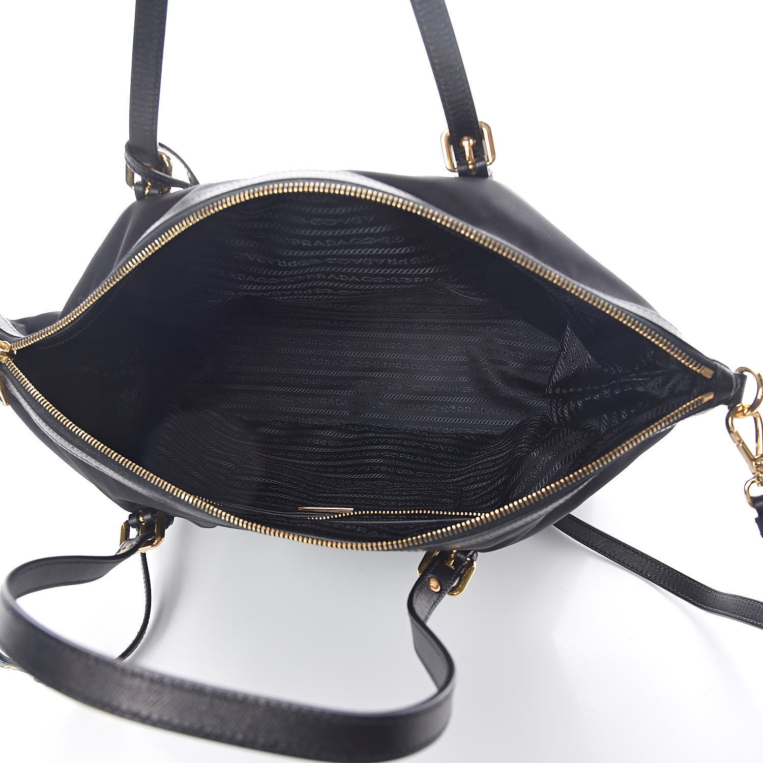Prada Tessuto Nylon Saffiano Tote Black 5 of 9