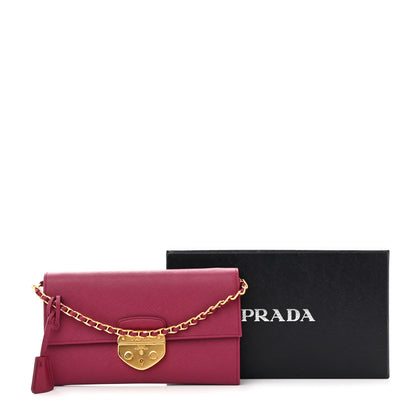 Prada Saffiano Lux Sound Wallet On Chain Ibisco 15 of 15
