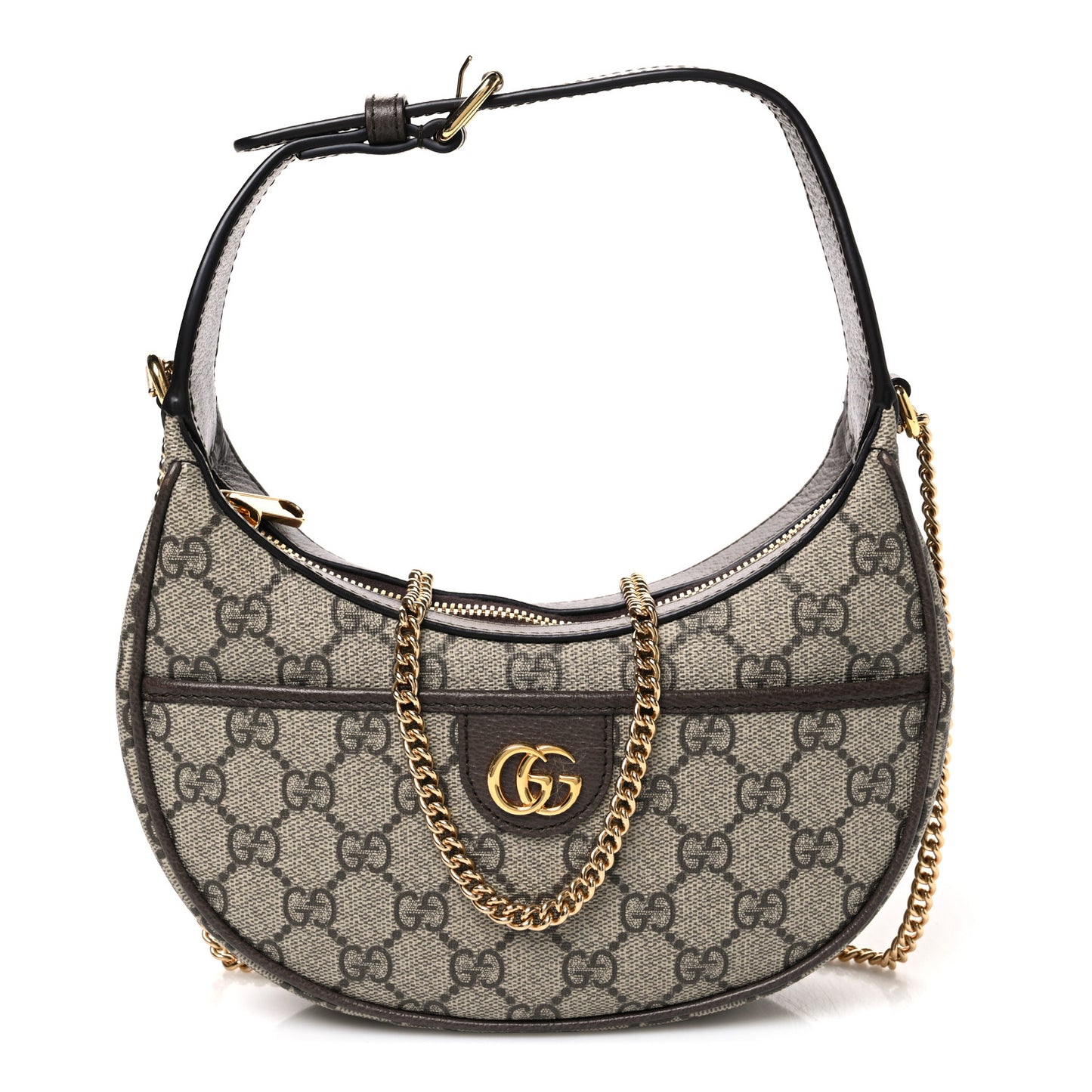 GG Supreme Monogram Textured Dollar Calfskin Small Ophidia Shoulder Bag Beige Ebony New Acero