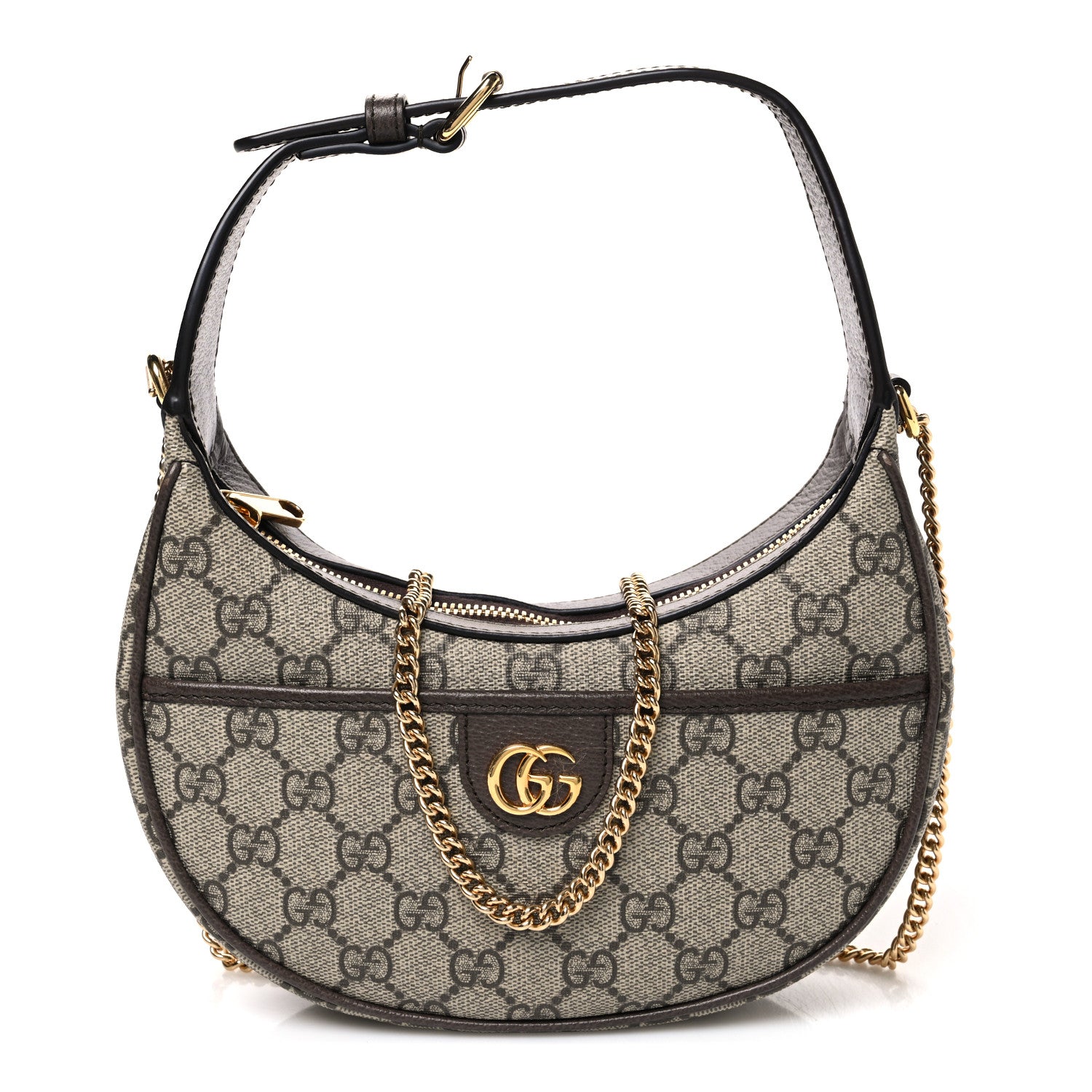 Gucci GG Supreme Monogram Textured Dollar Calfskin Small Ophidia Shoulder Bag Beige Ebony New Acero 1 of 10