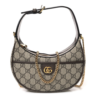 Gucci GG Supreme Monogram Textured Dollar Calfskin Small Ophidia Shoulder Bag Beige Ebony New Acero 1 of 10