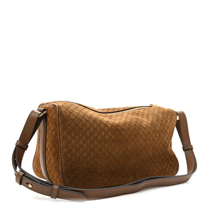 Gucci Suede GG Monogram Half Horsebit Medium Shoulder Bag Brown 3 of 10
