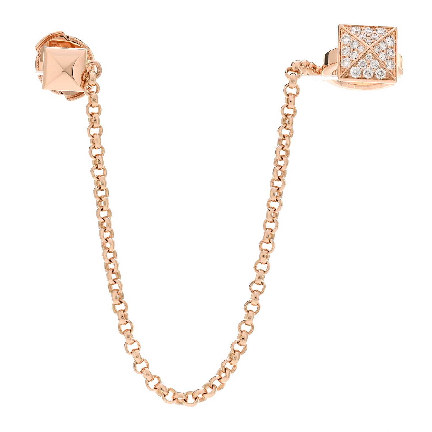Hermes 18K Rose Gold Diamond Clou d'H Left Climber Earring 1 of 5