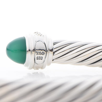 David Yurman Sterling Silver Diamond Green Onyx 7mm Cable Classics Bracelet 5 of 5