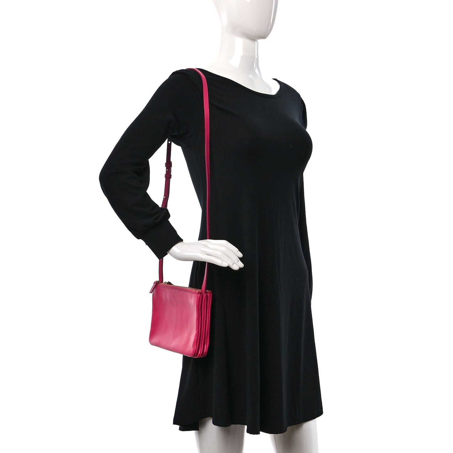 Lambskin Small Trio Crossbody Bag Fuchsia