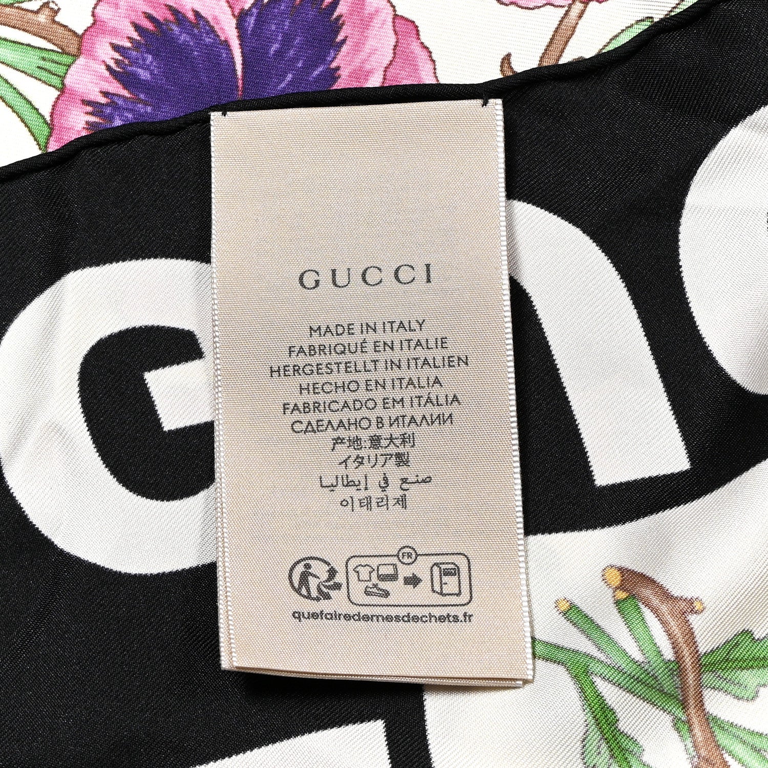 Gucci Silk Twill Voile Square Scarf Ivory Black 2 of 4