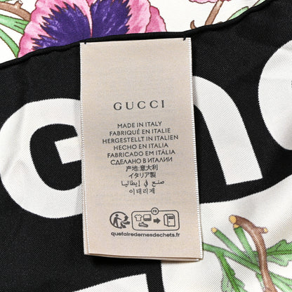 Gucci Silk Twill Voile Square Scarf Ivory Black 2 of 4