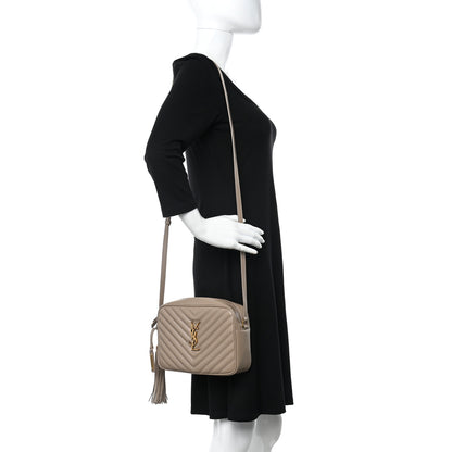 Saint Laurent Calfskin Matelasse Monogram Lou Camera Bag Dark Beige 2 of 16