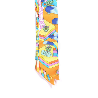 Hermes Silk La Source de Pegase Twilly Orange Vif Jaune Vif 4 of 4