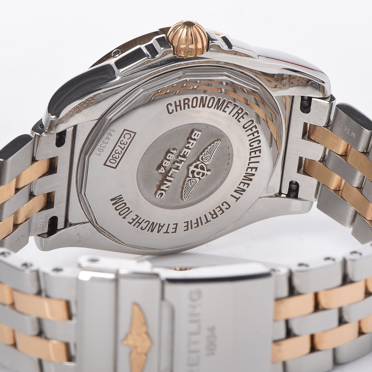 Stainless Steel 18K Rose Gold Diamond Mother of Pearl 36mm Galactic Automatic Watch C37330