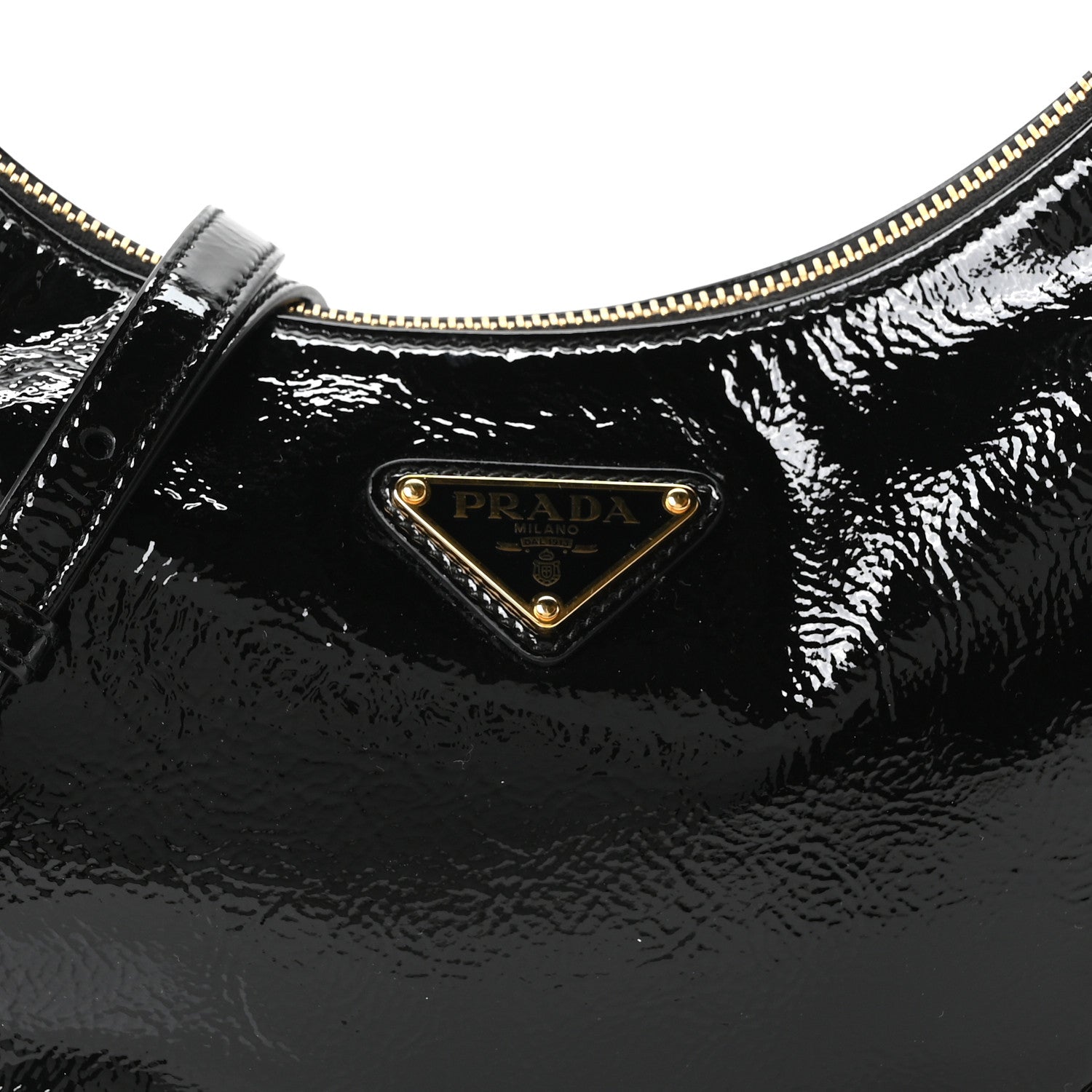 Prada Patent Naplak Arque Shoulder Bag Black 7 of 9