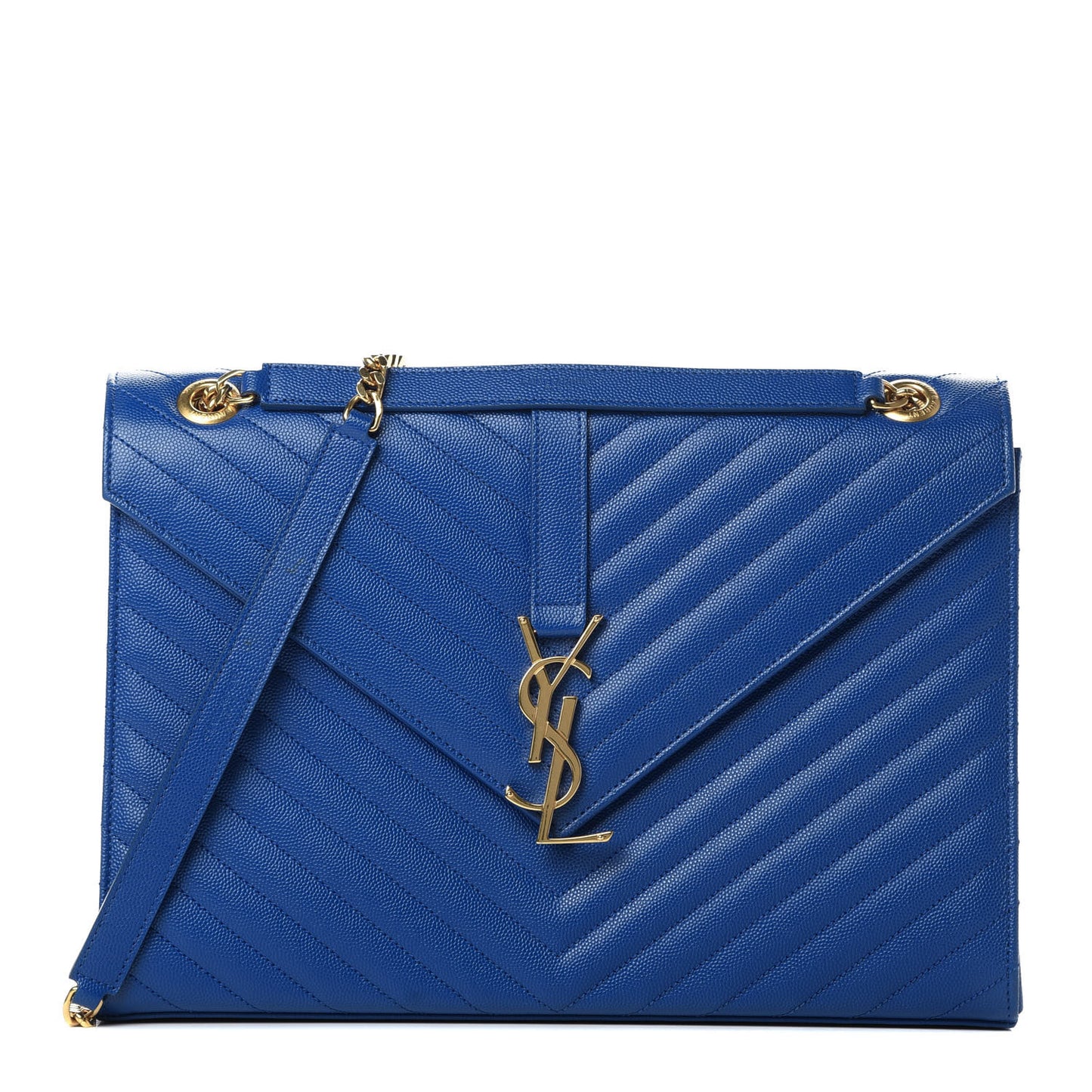 Grain De Poudre Matelasse Chevron Large Monogram Satchel Blue Majorelle