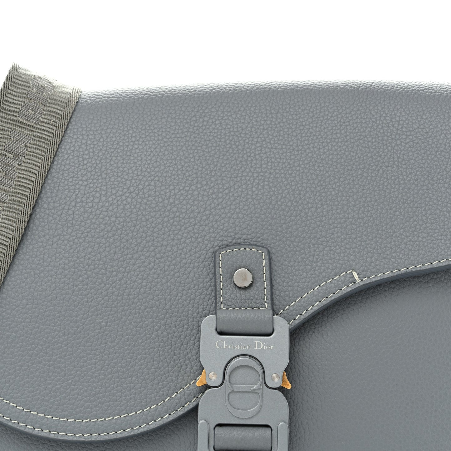 Grained Calfskin Large Saddle Messenger Bag Deep Grey