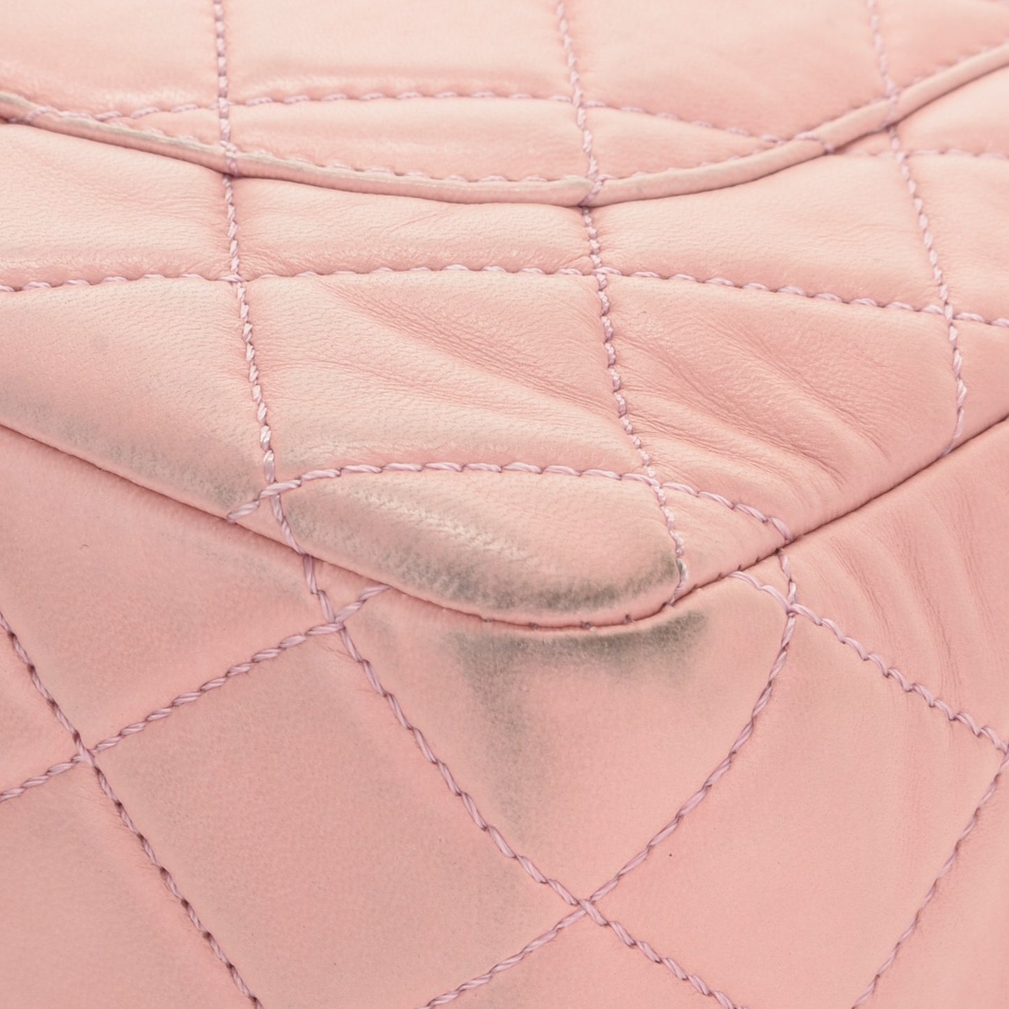 Lambskin Quilted Jumbo Single Flap Light Pink