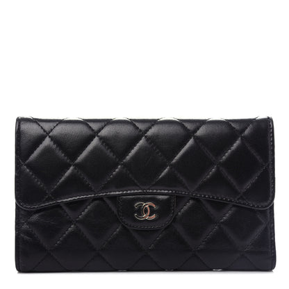 Chanel Lambskin Quilted Large Flap Wallet Black 1 of 8