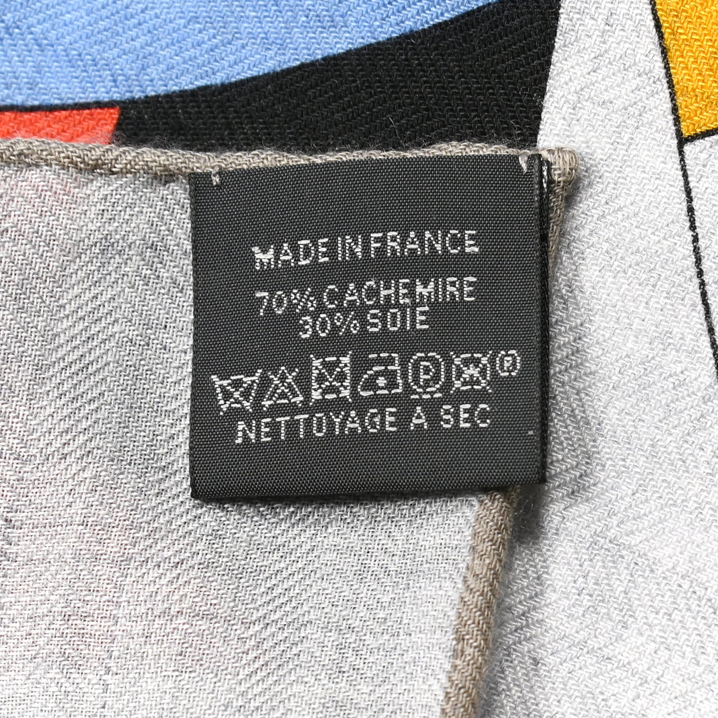 Cashmere Silk Cheval De Fete Shawl 140 Gris Chine Vert Jaune