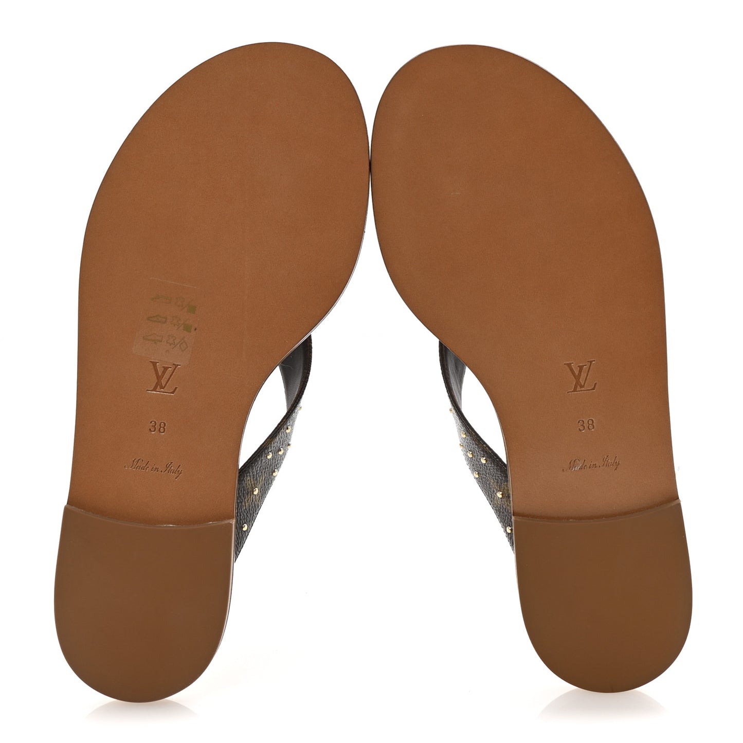 Monogram Sunny Flat Thong Sandals 38 Brown